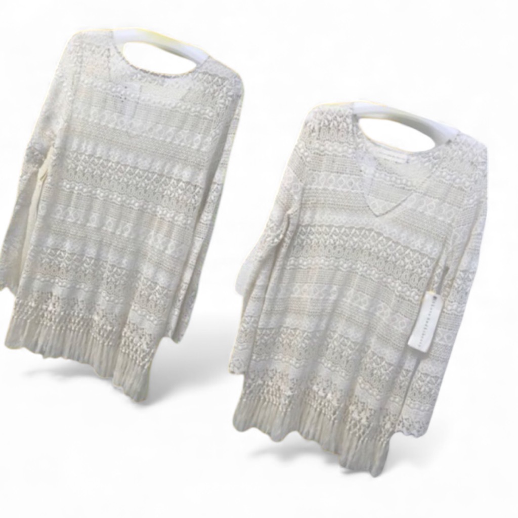 Johnny Was Fringe Crochet Top 4loveandliberty Ivory Size M Retail $236